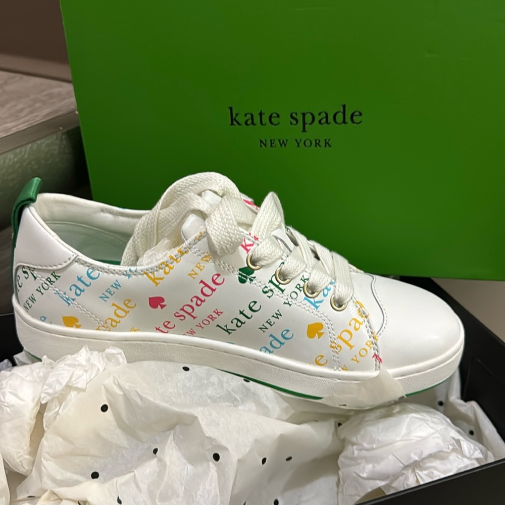 Brandnew Kate Spade Nixie Printed Action Leather Sneakers